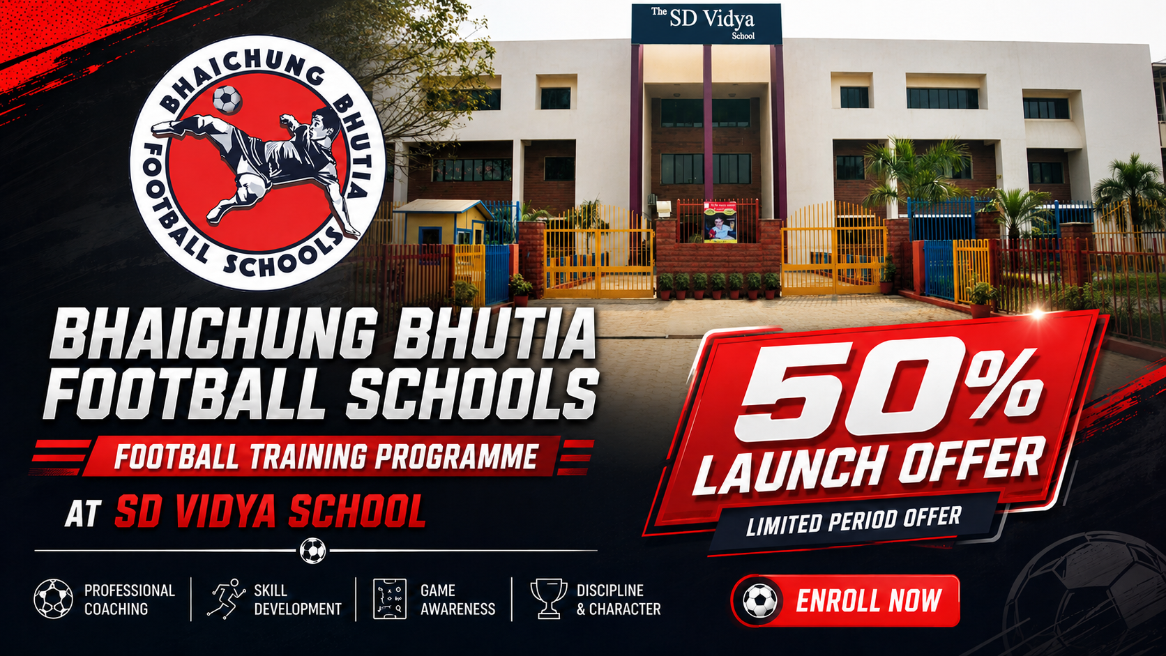 Bhaichung Bhutia Football Schools in SD Vidya School, Sec 49